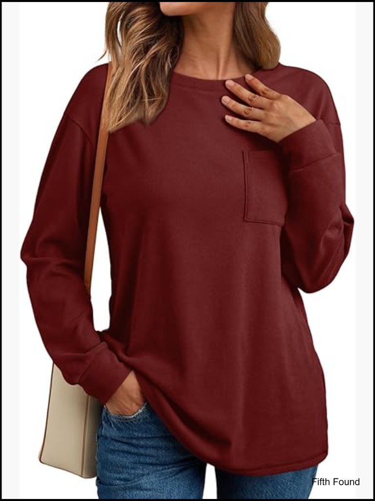 Long Sleeve Crewneck Sweatshirt Oversized Casual Pullover Top